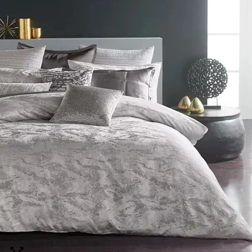 NWT Donna Karan Home Luna Duvet Cover Platinum Glam‎ Luxurious Luxe